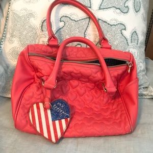 Coral Quilted heart Betsey Johnson bag